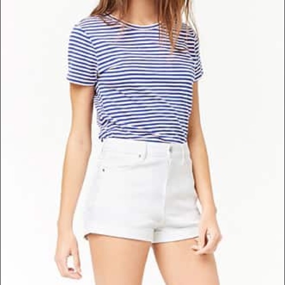 Forever 21 White High Waisted Shorts - Picture 1 of 4